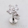 TRIPLE MARQUISE DANGLE CZ THREADLESS (PUSH IN) 316L SURGICAL STEEL LABRET SET